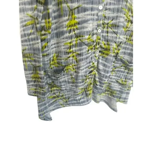 Logo by Lori Goldstein Leaf Botanic Print Cardigan Pockets Button Size Medium - Picture 3 of 7